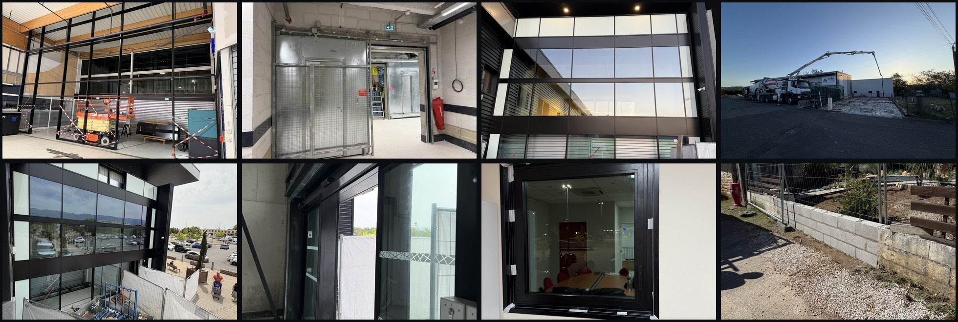 Réalisations KBM : structure métallique, menuiserie, vitrage, béton et maçonnerie